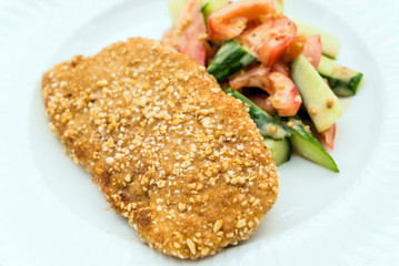 Schnitzel with salad