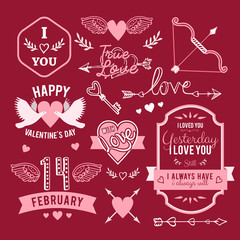 hand-lettered vintage st. valentines card elements set