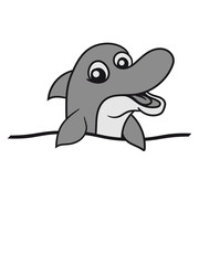 Water frame text border swimming waves sea small delfin cute cute naughty comic cartoon grin smile funny
