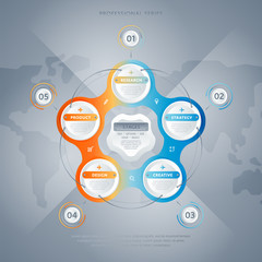 Business infographics concept vector illustration. Data visualization, five step process chart, product development stage, info diagram elements. Modern color infographics for business corporate chart