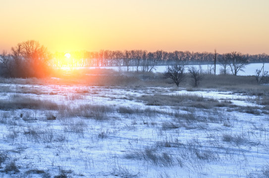 Sunrise in the winter