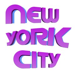 new york city 3d text on isolated background