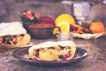strudel and winter decor.