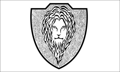 Lion detail badge (Black and white vector art)