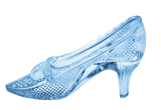 glass single blue shoe isolated on white