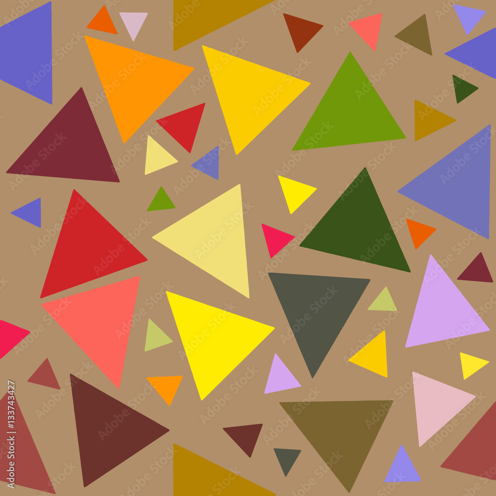 Aufkleber abstract seamless pattern of colored triangles on a black background
