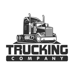 trucking company logo black and white vector illustration