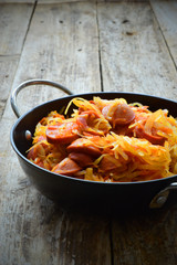 Braised cabbage with sausage