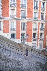 Typical staircase in Montmartre, Paris in winter