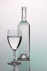 bottle of wine  and a glass 