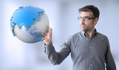 businessman earth asia