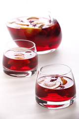 sangria, wine with pieces of fruit 