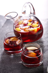 sangria, wine with pieces of fruit 