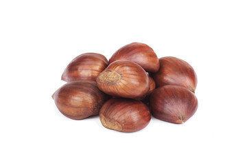 Fresh chestnuts isolated on white