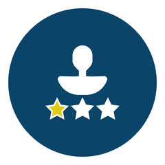 User rating - stars icon - Flat design, glyph style icon - Blue and yellow enclosed in a circle