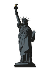 Статуя Свободы, Символы Америки, векторная иллюстрация.