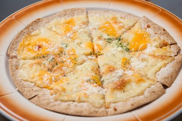 cheese pizza on plate