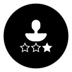 User rating - stars icon - Flat design, glyph style icon - Black enclosed in a circle