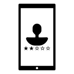 Online user rating - stars icon - Flat design, glyph style icon - Black enclosed in a phone