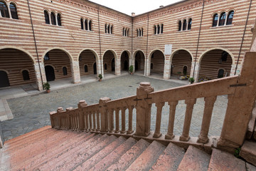 Scala della Ragione in  the Courtyard of the Palazzo della Ragione  in Verona. Italy