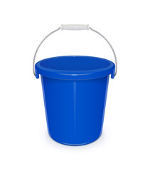 Blue plastic empty bucket with handle for cleaning and