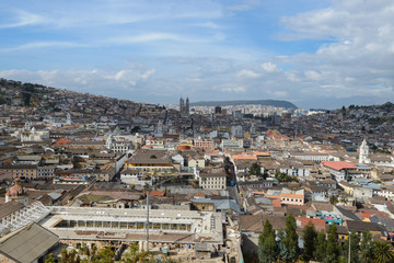 Fototapeta na wymiar Downtown of Quito seen from Panecillo hill, Ecuador