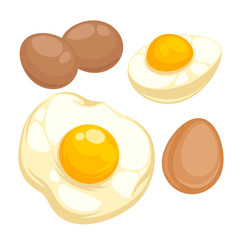 Set with fried, boiled eggs.