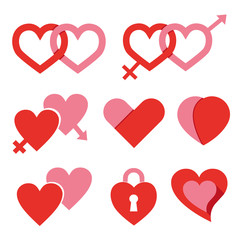 Hearts set for wedding and valentine design
