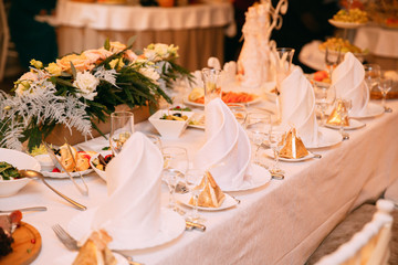 table set for wedding or another catered event dinner