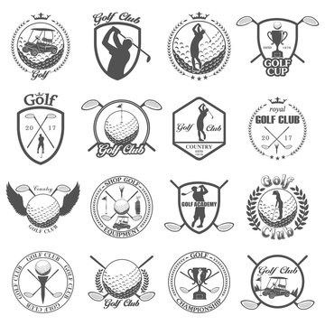 Set of vintage golf labels, badges