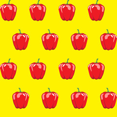 red bell pepper stock vector seamless pattern on yellow background for wallpaper, pattern, web, blog, surface, textures, graphic & printing