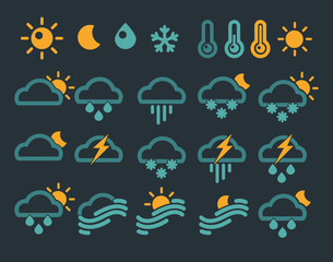 Obraz premium Set of weather widget icons. Vector