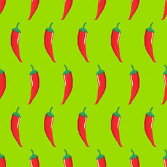 red chilli stock vector seamless pattern on neon green background for wallpaper, pattern, web, blog, surface, textures, graphic & printing