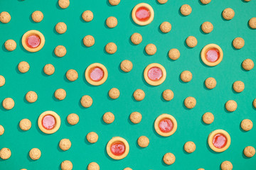 Sweet cookies flat lay pattern
