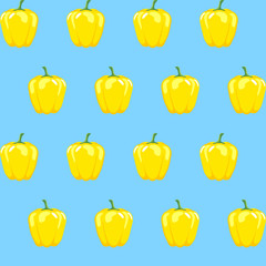 yellow bell pepper stock vector seamless pattern on aqua blue background for wallpaper, pattern, web, blog, surface, textures, graphic & printing