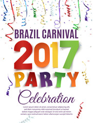 Fototapeta na wymiar Brazil Carnival 2017 party poster template.