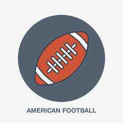 American football vector line icon. Ball logo, equipment sign. Sport competition illustration.