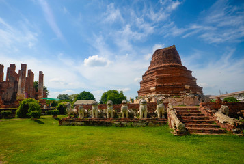 Alte Ruine von Wat Mahathat in Ayuthaya / Thailand