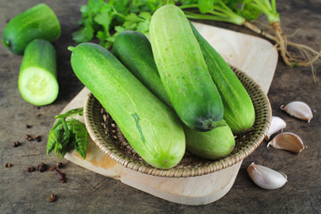 fresh cucumber on white background, raw organic vegetable