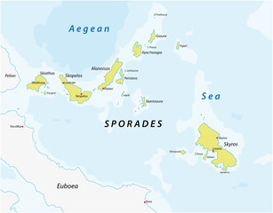 Obraz premium map of the greek island group sporades
