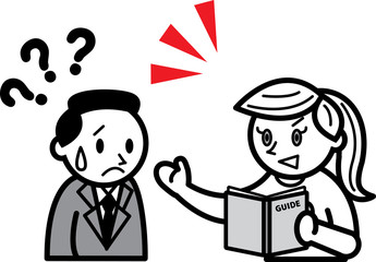 外国人旅行者に話しかけられて困る男性
