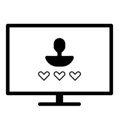 Online user rating icon - Flat design, glyph style icon - Black enclosed in a screen