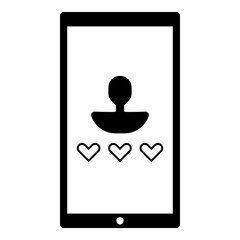 Online user rating icon - Flat design, glyph style icon - Black enclosed in a phone