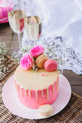 Pink romantic cake