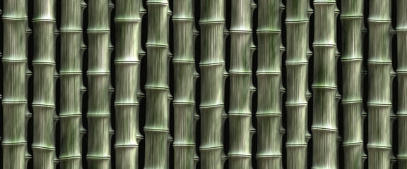 Green bamboo poles forest. Digital illustration art work.