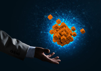 Idea of new technologies and integration presented by cube figure