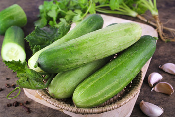 fresh cucumber on white background, raw organic vegetable
