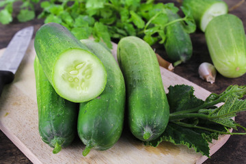 fresh cucumber on white background, raw organic vegetable