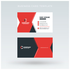 Double-sided Red Business Card Template. Vector Illustration. Stationery Design