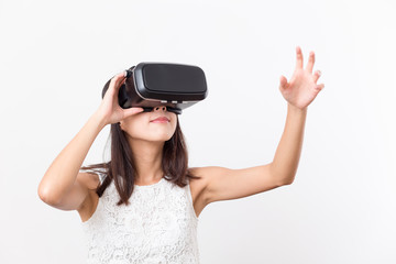 Woman watching though VR device